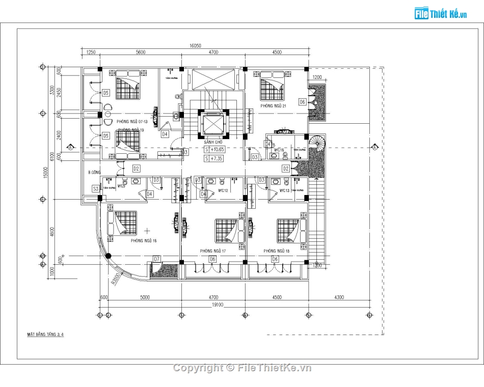 thiết kế khách sạn,Hồ sơ thiết kế,bản vẽ khách sạn,khách sạn 5 tầng,file cad khách sạn 5 tầng